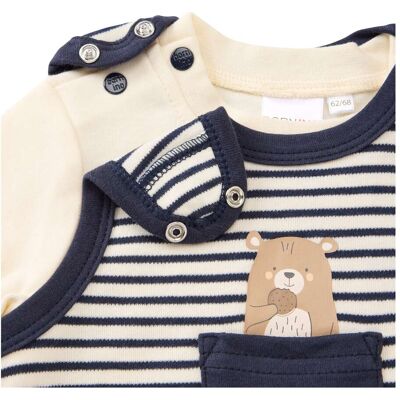 Bornino Strampler-Set 2-tlg. mit Shirt Ringel blau natur 62/68 unisex Bornino Strampler-Set 2-tlg. mit Shirt Ringel blau natur 62/68 unisex