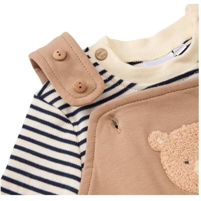 Bornino 2-tlg. Set Latzhose mit Shirt Ringel Bär braun blau 86/92 unisex Bornino 2-tlg. Set Latzhose mit Shirt Ringel Bär braun blau 86/92 unisex