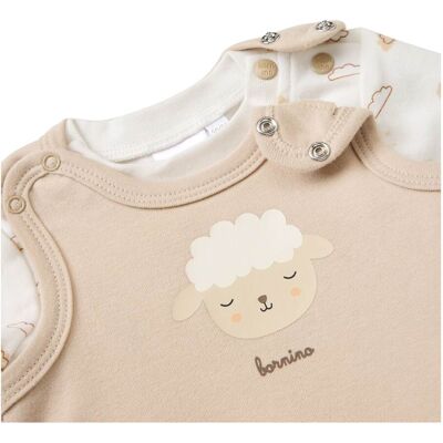 Bornino Strampler-Set 2-tlg. mit Shirt Schaf Wolken beige natur 62/68 unisex Bornino Strampler-Set 2-tlg. mit Shirt Schaf Wolken beige natur 62/68 unisex
