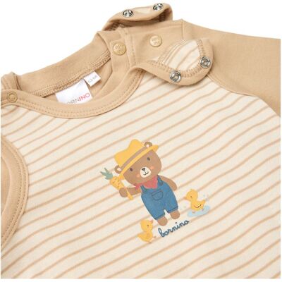 Bornino Strampler-Set 2-tlg. mit Shirt Bär beige natur 62/68 Bornino Strampler-Set 2-tlg. mit Shirt Bär beige natur 62/68