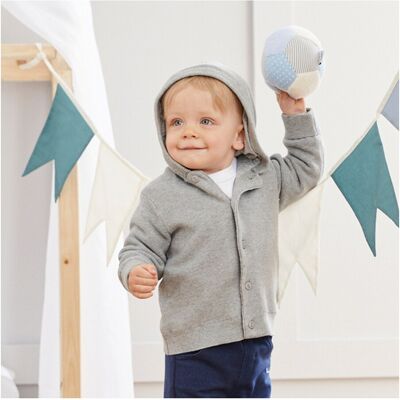 Bornino Strickjacke mit Kapuze grau 86/92 unisex Bornino Strickjacke mit Kapuze grau 86/92 unisex