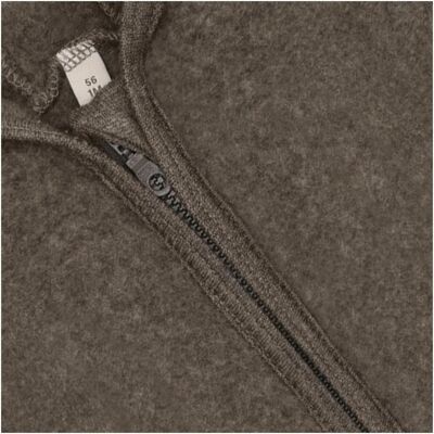 Huttelihut Wollfleece-Overall mit Klappbündchen und Kapuze mit Ohren Merinowolle braun unisex Huttelihut Wollfleece-Overall mit Klappbündchen und Kapuze mit Ohren Merinowolle braun unisex
