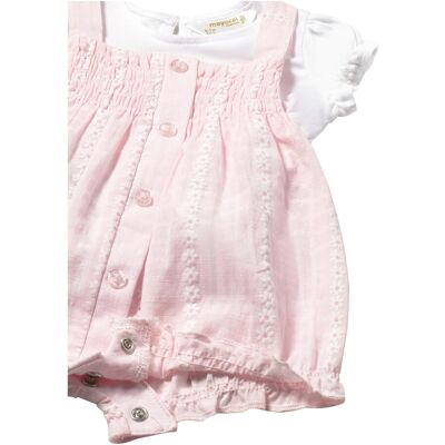 Mayoral 2-tlg. Set T-Shirt und Latzhose kurz Blumen rosa natur Mayoral 2-tlg. Set T-Shirt und Latzhose kurz Blumen rosa natur