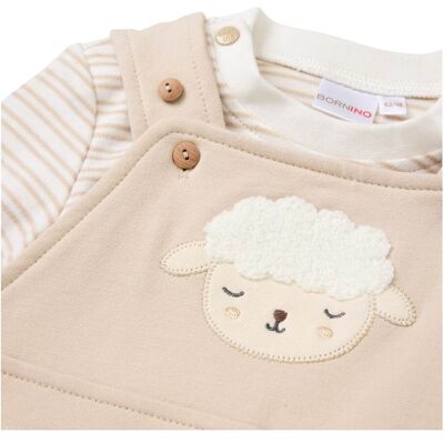 Bornino 2-tlg. Set Latzhose mit Shirt Schaf beige natur 86/92 unisex Bornino 2-tlg. Set Latzhose mit Shirt Schaf beige natur 86/92 unisex