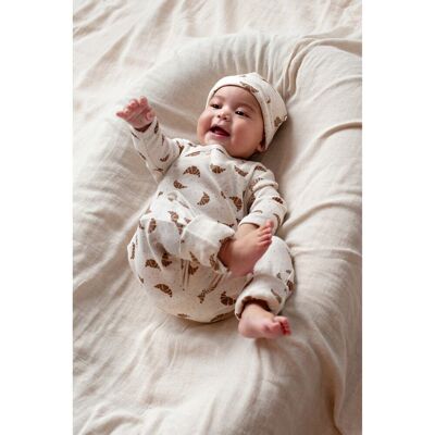 Feetje Overall mit Klappfuß Croissant Rippqualität natur braun unisex Feetje Overall mit Klappfuß Croissant Rippqualität natur braun unisex