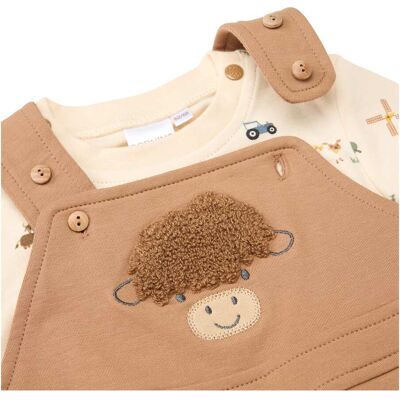 Bornino 2-tlg. Set Latzhose mit Shirt Country Love braun natur 86/92 Bornino 2-tlg. Set Latzhose mit Shirt Country Love braun natur 86/92