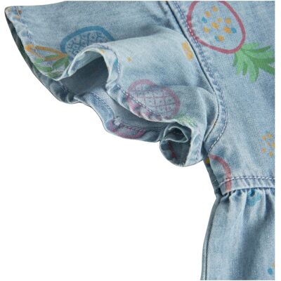 BOBOLI Jeans-Kleid kurzarm Ananas denim BOBOLI Jeans-Kleid kurzarm Ananas denim