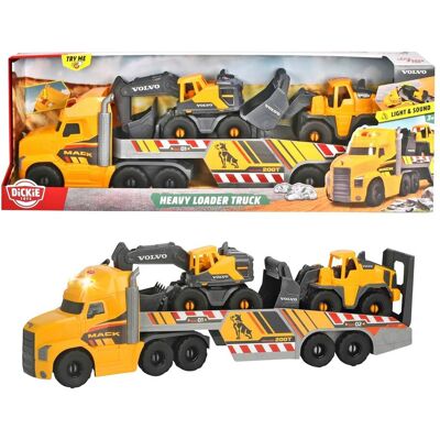 Dickie Toys Schwertransporter Mack Heavy Loader Truck mit 2 Volvo Baustellenfahrzeugen gelb unisex Dickie Toys Schwertransporter Mack Heavy Loader Truck mit 2 Volvo Baustellenfahrzeugen gelb unisex