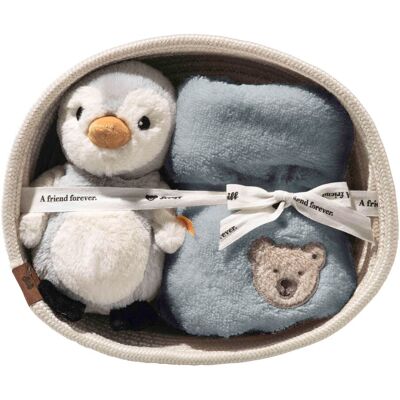Steiff Geschenkset Lio Pinguin mit Rassel und Latz grau unisex Steiff Geschenkset Lio Pinguin mit Rassel und Latz grau unisex