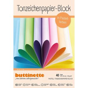buttinette Tonzeichenpapier-Block, Pastellfarben, 24 x 34 cm, 40 Blatt - Size: 34 x 24 cm, 40 Bogen
