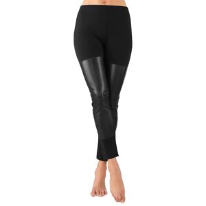 buttinette Leggings mit Kunstleder-Besatz, schwarz - Size: Gr. S/M