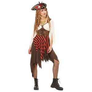buttinette Piratin-Kleid für Damen, braun/rot - Size: Gr. 54/56