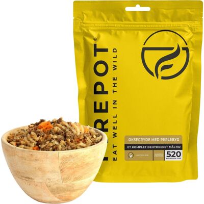 Firepot Rindereintopf mit Perlgraupen, gefriergetrocknete Nahrung, Reg Firepot Rindereintopf mit Perlgraupen, gefriergetrocknete Nahrung, Reg