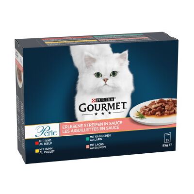 Gourmet Perle 8 x 85 g Filets in Soße: Rind, Huhn, Kaninchen, Lachs - Katzenfutter Gourmet Perle 8 x 85 g Filets in Soße: Rind, Huhn, Kaninchen, Lachs - Katzenfutter