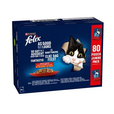 Felix Nassfutter Katze So gut wie es aussieht Adult Jumbo Paket 80 x 85 g Felix Nassfutter Katze So gut wie es aussieht Adult Jumbo Paket 80 x 85 g