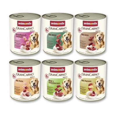 animonda GranCarno Original Nassfutter Hund Adult, Mixpaket 6x800 g Kräftige Variation animonda GranCarno Original Nassfutter Hund Adult, Mixpaket 6x800 g Kräftige Variation
