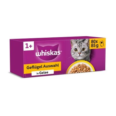Whiskas ® Multipack Portionsbeutel 1+ Geflügel Auswahl 4 Varietäten Huhn, Ente, Geflügel, Truthahn in Gelee 80 x 85g Whiskas ® Multipack Portionsbeutel 1+ Geflügel Auswahl 4 Varietäten Huhn, Ente, Geflügel, Truthahn in Gelee 80 x 85g