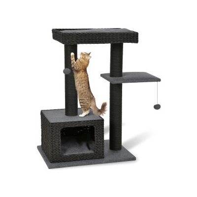 AniOne Katzenbaum Nancy - Moderner schwarz geflochtener Look für kleine und mittelgroße Katzen AniOne Katzenbaum Nancy - Moderner schwarz geflochtener Look für kleine und mittelgroße Katzen