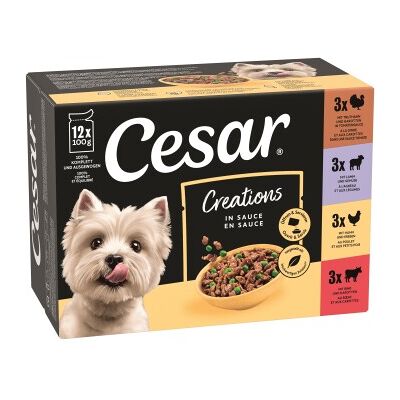 Cesar Creations Nassfutter Hund Adult 4 Variationen in Sauce 12x100g Cesar Creations Nassfutter Hund Adult 4 Variationen in Sauce 12x100g