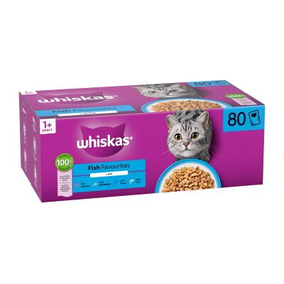 Whiskas Jumbo Pack 1+ Fisch Auswahl in Gelee 80 x 85g Whiskas Jumbo Pack 1+ Fisch Auswahl in Gelee 80 x 85g