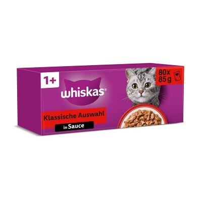 Whiskas Jumbo Pack 1+ Klassische Auswahl in Sauce 80 x 85g Whiskas Jumbo Pack 1+ Klassische Auswahl in Sauce 80 x 85g