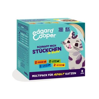 Edgard & Cooper Katzen Nassfutter - Stückchen in Sauce - Huhn, Lachs, Lamm, Truthahn (8x85g) Edgard & Cooper Katzen Nassfutter - Stückchen in Sauce - Huhn, Lachs, Lamm, Truthahn (8x85g)
