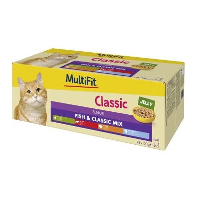 MultiFit Nassfutter Katze Senior Jelly Fish & Classic Mix 48x100g MultiFit Nassfutter Katze Senior Jelly Fish & Classic Mix 48x100g