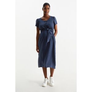 C&A Mama C&A Still-Kleid-Leinen-Mix, Blau, Größe: 38 Weiblich