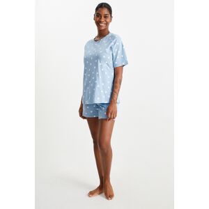 C&A Mama C&A Still-Shorty-Pyjama-gepunktet, Blau, Größe: XL Weiblich