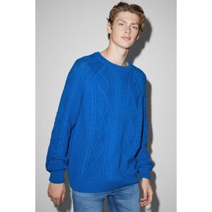 C&A Pullover-Zopfmuster, Blau, Größe: S Male