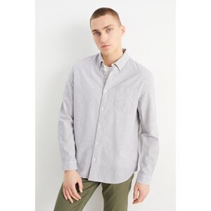 C&A Oxford Hemd-Regular Fit-Button-down-gestreift, Grau, Größe: M Männlich