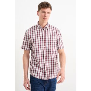 C&A Hemd-Regular Fit-Button-down-kariert, Rot, Größe: M Männlich