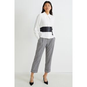 Yessica C&A Stoffhose-High Waist-Tapered Fit-kariert, Grau, Größe: 48 Female