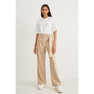 C&A Stoffhose-High Waist-Wide Leg, Beige, Größe: 44 Female