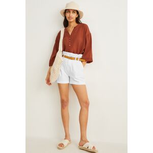 C&A Shorts mit Gürtel-High Waist, Weiss, Größe: 46 Weiblich