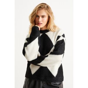 C&A Pullover-gemustert, Schwarz, Größe: M Weiblich