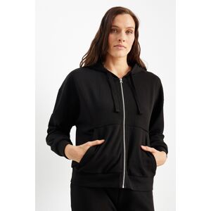 C&A Basic-Sweatjacke mit Kapuze, Schwarz, Größe: XS Weiblich