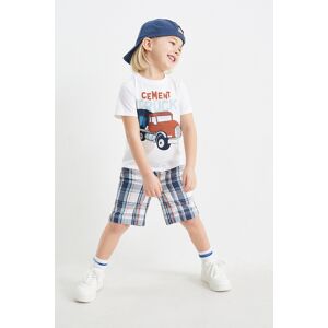 C&A Betonmischer-Set-Kurzarmshirt, Shorts und Cap-3 teilig, Weiss, Größe: 92 Männlich