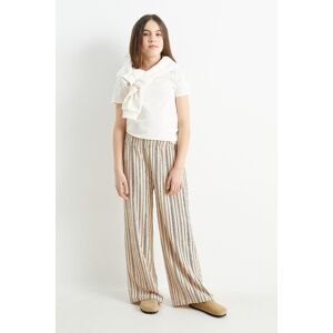 C&A Jersey-Hose-gestreift, Beige, Größe: 128 Weiblich