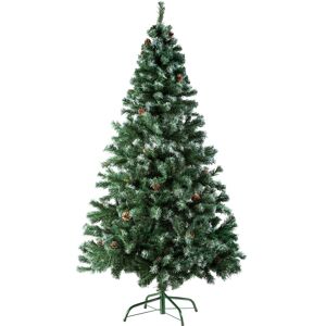 tectake Weihnachtsbaum künstlich mit Zapfen und Metallständer 180cm - grün