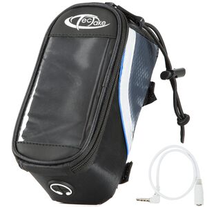 tectake Fahrradtasche mit Rahmen-Befestigung für Smartphones - 18 x 8,5 x 8,5 cm, schwarz/grau/blau