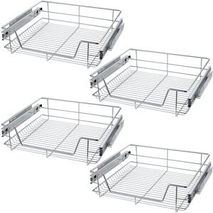 tectake 4 Teleskopschubladen für Küchen- und Schlafzimmerschränke - 60 cm