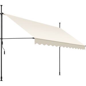 tectake Klemmmarkise mit Handkurbel, höhenverstellbar - 350 x 180 cm, beige