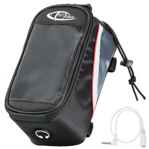 tectake Fahrradtasche mit Rahmen-Befestigung für Smartphones - 20,5 x 10 x 10,5 cm, schwarz/grau/rot
