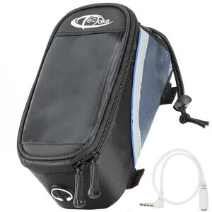 tectake Fahrradtasche mit Rahmen-Befestigung für Smartphones - 20 x 9,5 x 10 cm, schwarz/grau/blau