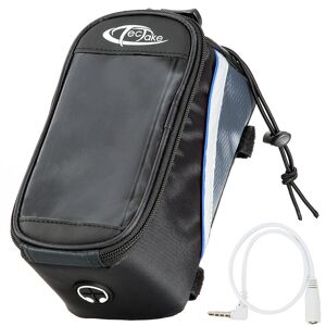 tectake Fahrradtasche mit Rahmen-Befestigung für Smartphones - 20,5 x 10 x 10,5 cm, schwarz/grau/blau