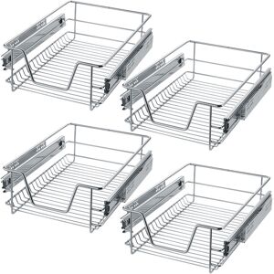 tectake 4 Teleskopschubladen für Küchen- und Schlafzimmerschränke - 40 cm