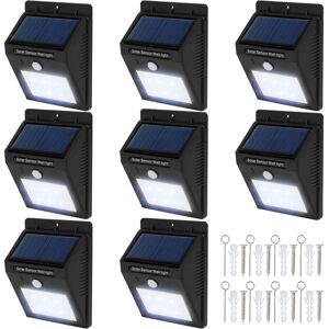 tectake 8 LED Solar Leuchten mit Bewegungsmelder - schwarz