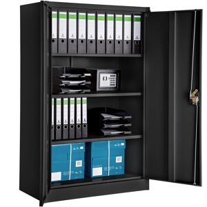 tectake Aktenschrank mit 4 Böden 140x90x40cm - schwarz