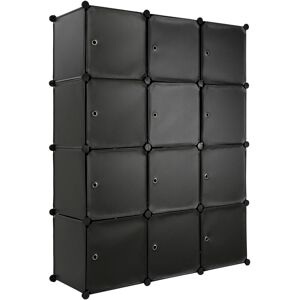 tectake Steckregal 12 Boxen mit Türen 112x37x148cm - schwarz